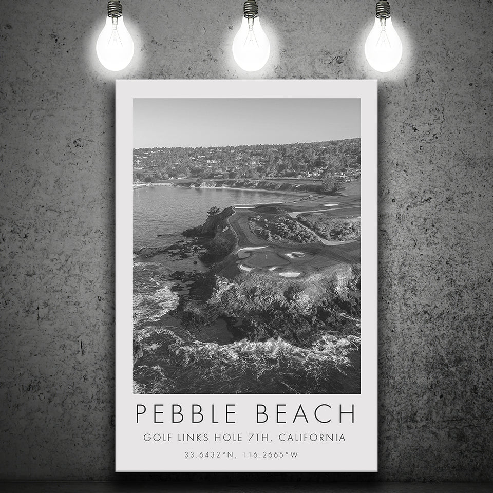 Pebble Beach Golf Links 7th, Pebble Beach, California, Golf Art Print, Gift for him, Canvas Print Wall Art