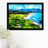 Pebble Beach Golf Links Holes 9&10, Watercolor Painting, Golf Art Print, Gift for him, Framed Canvas Prints Wall Art