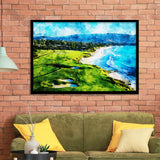 Pebble Beach Golf Links 9Th & 10Th Holes, Watercolor Painting, Golf Art, Gift for him, Framed Art Prints Wall Decor