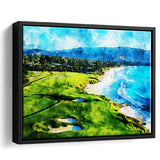 Pebble Beach Golf Links Holes 9&10, Watercolor Painting, Golf Art Print, Gift for him, Framed Canvas Prints Wall Art