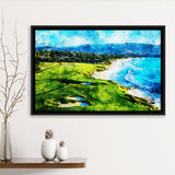 Pebble Beach Golf Links Holes 9&10, Watercolor Painting, Golf Art Print, Gift for him, Framed Canvas Prints Wall Art