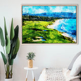 Pebble Beach Golf Links Holes 9&10, Watercolor Painting, Golf Art Print, Gift for him, Framed Canvas Prints Wall Art