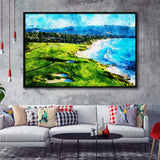 Pebble Beach Golf Links Holes 9&10, Watercolor Painting, Golf Art Print, Gift for him, Framed Canvas Prints Wall Art