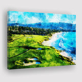 Pebble Beach Golf Links 9Th & 10Th Holes, Watercolor Painting, Golf Art Print, Gift for him, Canvas Prints Wall Art