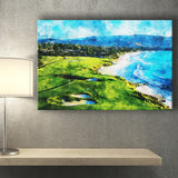 Pebble Beach Golf Links 9Th & 10Th Holes, Watercolor Painting, Golf Art Print, Gift for him, Canvas Prints Wall Art