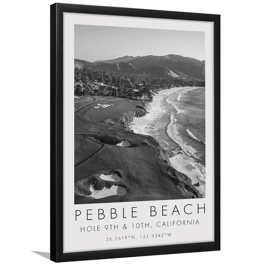 Pebble Beach Golf Links, 9th & 10th Holes, California, Golf Art, Gift for him, Framed Art Print Wall Decor