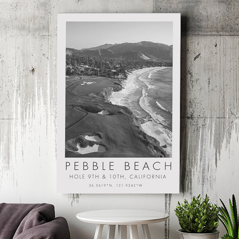 Pebble Beach Golf Links, 9th & 10th Holes, California, Golf Art Print, Gift for him, Canvas Print Wall Art