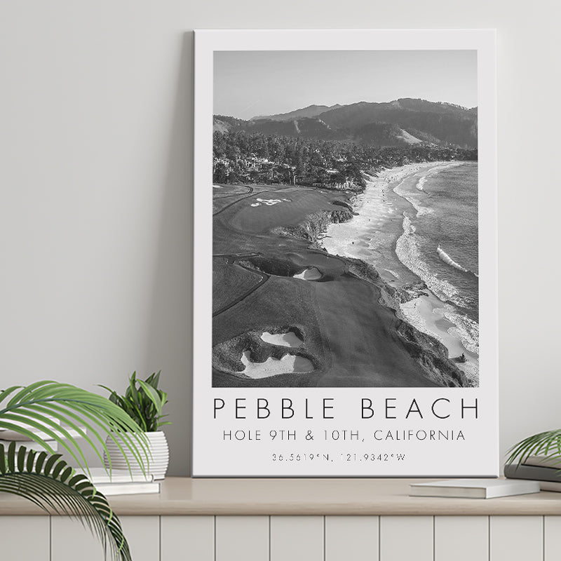 Pebble Beach Golf Links, 9th & 10th Holes, California, Golf Art Print, Gift for him, Canvas Print Wall Art