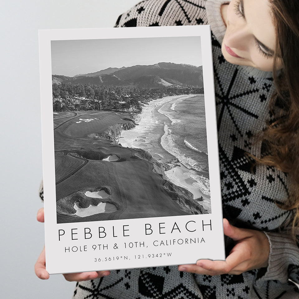 Pebble Beach Golf Links, 9th & 10th Holes, California, Golf Art Print, Gift for him, Canvas Print Wall Art