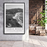 Pebble Beach Golf Links, 9th & 10th Holes, California, Golf Art Print, Floating Frame, Framed Canvas Print Wall Art