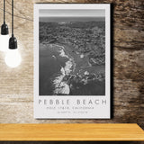 Pebble Beach Golf Links Aerial Hole 17 & 18, California, Golf Art Print, Gift for him, Canvas Print Wall Art