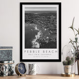 Pebble Beach Golf Links Aerial Hole 17 & 18, California, Golf Art, Gift for him, Framed Art Print Wall Decor