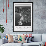 Pebble Beach Golf Links Aerial Hole 17 & 18, California, Golf Art, Gift for him, Framed Art Print Wall Decor