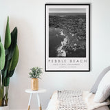 Pebble Beach Golf Links, Hole 17&18, California, Golf Art Print, Floating Frame, Framed Canvas Print Wall Art