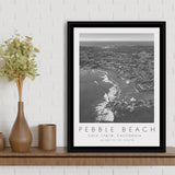 Pebble Beach Golf Links, Hole 17&18, California, Golf Art Print, Floating Frame, Framed Canvas Print Wall Art
