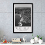 Pebble Beach Golf Links, Hole 17&18, California, Golf Art Print, Floating Frame, Framed Canvas Print Wall Art