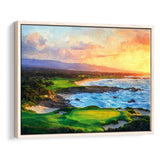 Pebble Beach Golf Links Aerial In Sunset Painting, Golf Art Print, Gift for him, Framed Canvas Prints Wall Art