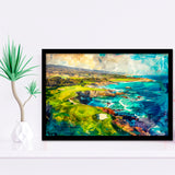 Pebble Beach Golf Links Aerial Painting, Framed Art Print Wall Decor, Picture Framed Painting Art