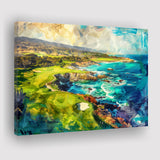 Pebble Beach Golf Links Aerial Painting, Canvas Print Wall Art Home Decor, Painting Canvas Art Print
