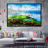 Pebble Beach Golf Links Hole 07, Aerial At Califorlia, Golf Art Print, Gift for him, Framed Canvas Prints Wall Art