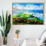 Pebble Beach Golf Links Hole 07, Aerial At Califorlia, Golf Art Print, Gift for him, Framed Canvas Prints Wall Art