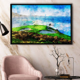 Pebble Beach Golf Links Hole 07, Aerial At Califorlia, Golf Art Print, Gift for him, Framed Canvas Prints Wall Art