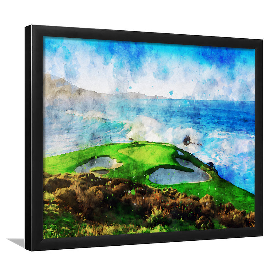 Pebble Beach Golf Links Hole 07, Aerial At Califorlia, Golf Art, Gift for him, Framed Art Prints Wall Decor