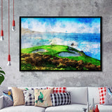 Pebble Beach Golf Links Hole 07, Aerial At Califorlia, Golf Art, Gift for him, Framed Art Prints Wall Decor