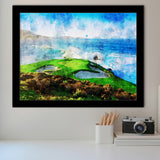Pebble Beach Golf Links Hole 07, Aerial At Califorlia, Golf Art, Gift for him, Framed Art Prints Wall Decor