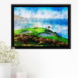 Pebble Beach Golf Links Hole 07, Aerial At Califorlia, Golf Art Print, Gift for him, Framed Canvas Prints Wall Art