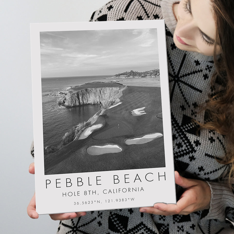 Pebble Beach Golf Links, Hole 18, California, Golf Art Print, Gift for him, Canvas Print Wall Art