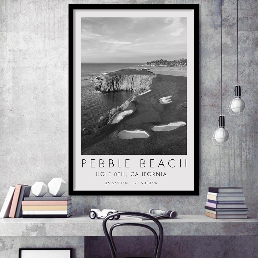 Pebble Beach Golf Links, Hole 18, California, Golf Art, Gift for him, Framed Art Print Wall Decor