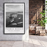 Pebble Beach Golf Links, Hole 18, California, Golf Art Print, Floating Frame, Framed Canvas Print Wall Art