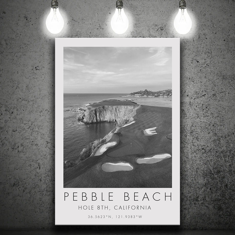 Pebble Beach Golf Links, Hole 18, California, Golf Art Print, Gift for him, Canvas Print Wall Art