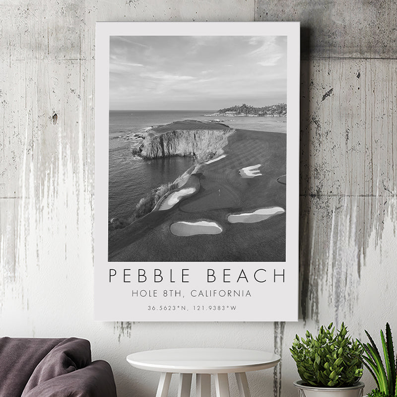 Pebble Beach Golf Links, Hole 18, California, Golf Art Print, Gift for him, Canvas Print Wall Art