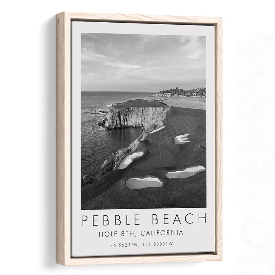 Pebble Beach Golf Links, Hole 18, California, Golf Art Print, Floating Frame, Framed Canvas Print Wall Art