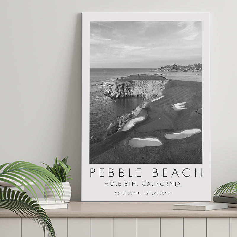 Pebble Beach Golf Links, Hole 18, California, Golf Art Print, Gift for him, Canvas Print Wall Art