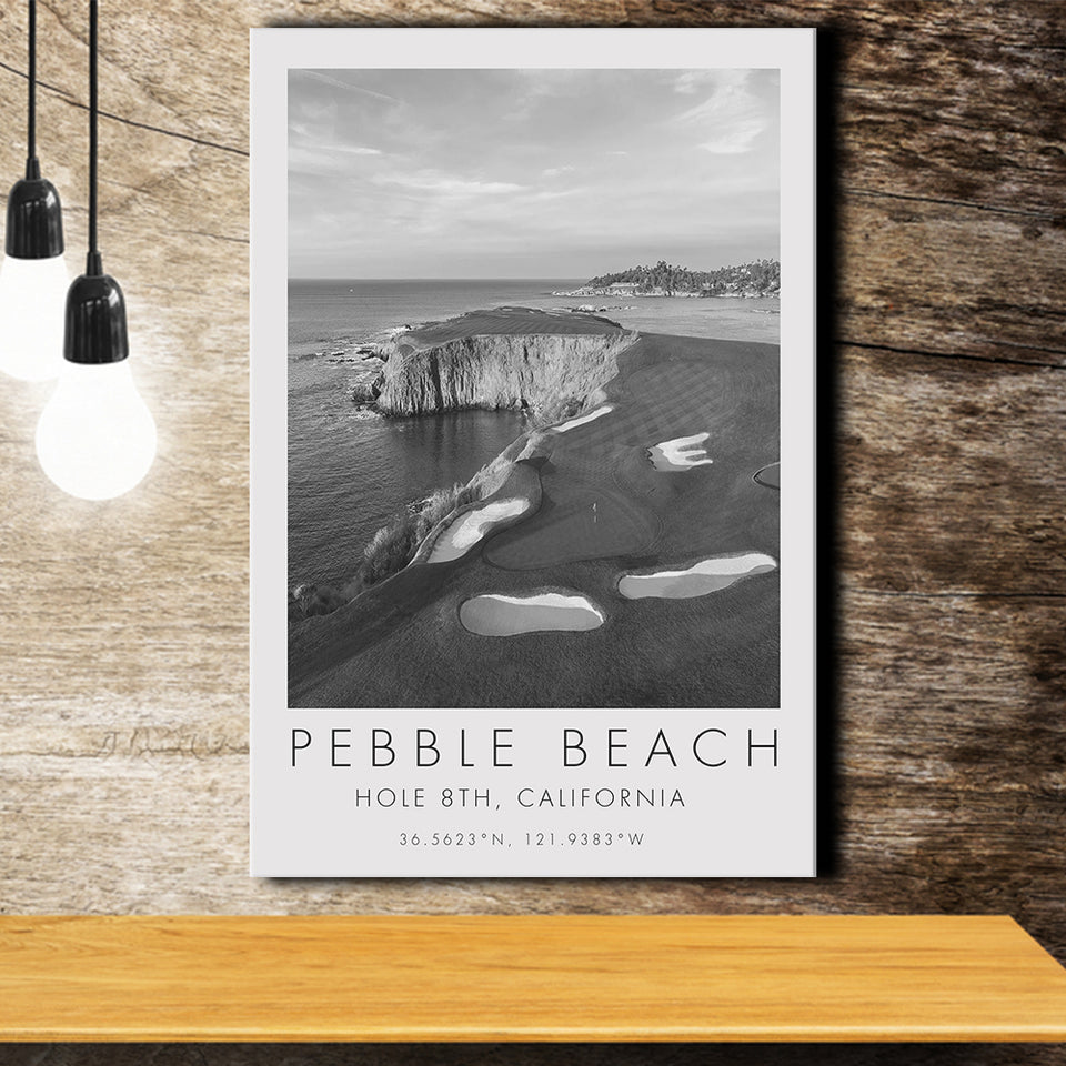 Pebble Beach Golf Links, Hole 18, California, Golf Art Print, Gift for him, Canvas Print Wall Art