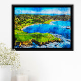 Pebble Beach Golf Links Hole 7 & 8, Arrowhead Point, California, Golf Art Print, Framed Canvas Prints Wall Art