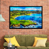 Pebble Beach Golf Links Hole 7 & 8, Arrowhead Point, California, Golf Art, Gift for him, Framed Art Prints Wall Decor
