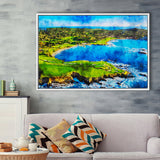 Pebble Beach Golf Links Hole 7 & 8, Arrowhead Point, California, Golf Art Print, Framed Canvas Prints Wall Art
