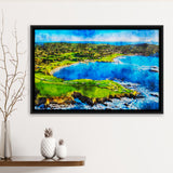 Pebble Beach Golf Links Hole 7 & 8, Arrowhead Point, California, Golf Art Print, Framed Canvas Prints Wall Art