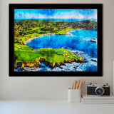 Pebble Beach Golf Links Hole 7 & 8, Arrowhead Point, California, Golf Art, Gift for him, Framed Art Prints Wall Decor