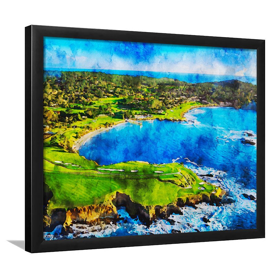 Pebble Beach Golf Links Hole 7 & 8, Arrowhead Point, California, Golf Art, Gift for him, Framed Art Prints Wall Decor