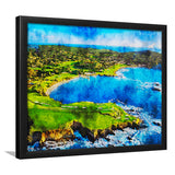 Pebble Beach Golf Links Hole 7 & 8, Arrowhead Point, California, Golf Art, Gift for him, Framed Art Prints Wall Decor