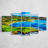 Pebble Beach Golf Links Hole 7 & 8, Arrowhead Point, California, Golf Art Print, Mixed 5 Panel, Canvas Prints Wall Art
