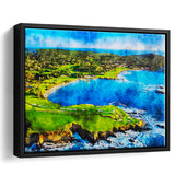 Pebble Beach Golf Links Hole 7 & 8, Arrowhead Point, California, Golf Art Print, Framed Canvas Prints Wall Art