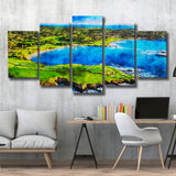 Pebble Beach Golf Links Hole 7 & 8, Arrowhead Point, California, Golf Art Print, Mixed 5 Panel, Canvas Prints Wall Art