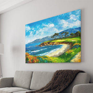 Pebble Beach Golf Links, Oil Painting Art, Golf Art Print, Gift for him, Canvas Prints Wall Art