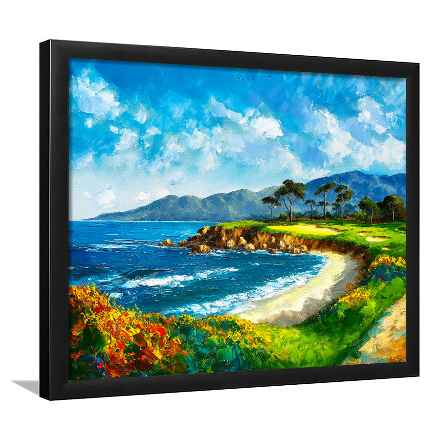 Pebble Beach Golf Links, Oil Painting Art, Golf Art, Gift for him, Framed Art Prints Wall Decor